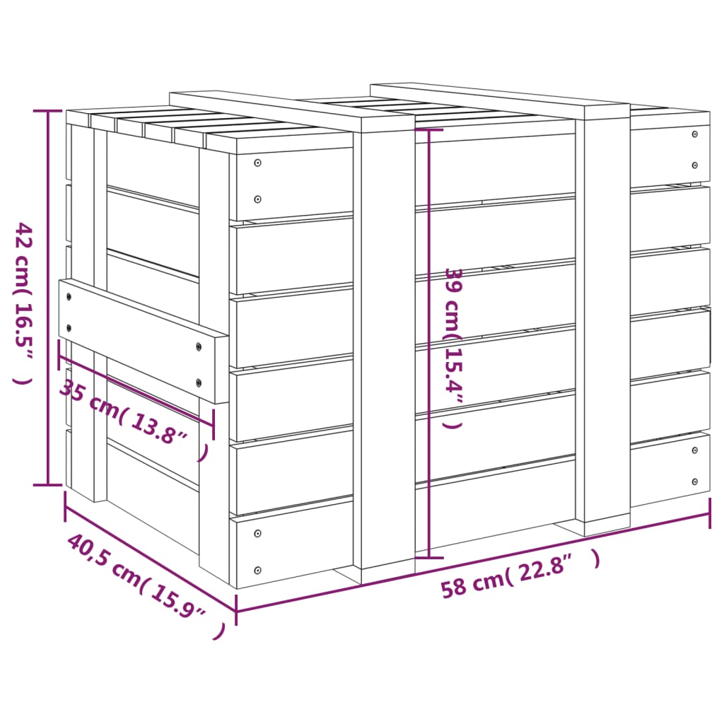 Opbergbox 58x40,5x42 cm massief grenenhout honingbruin - AllerleiShop