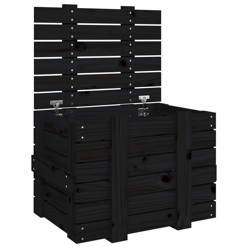 Opbergbox 58x40,5x42 cm massief grenenhout zwart - AllerleiShop