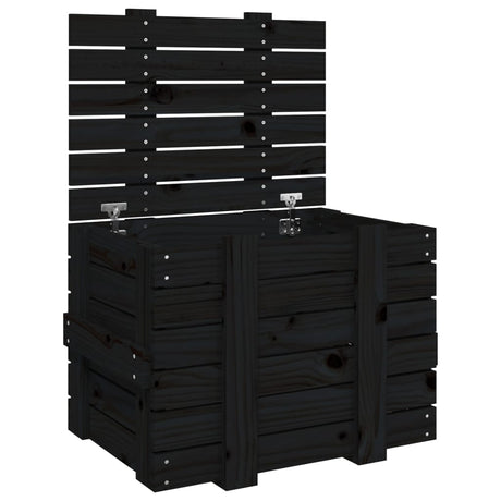 Opbergbox 58x40,5x42 cm massief grenenhout zwart - AllerleiShop