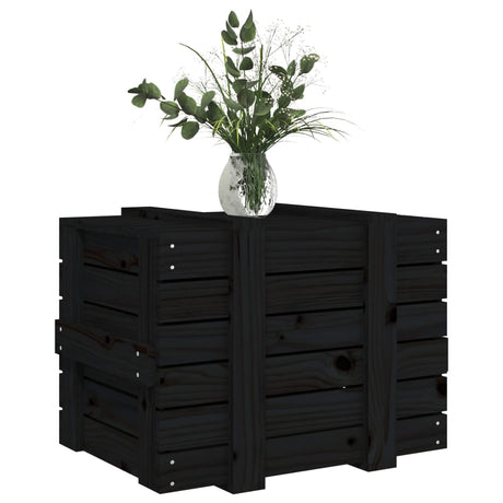 Opbergbox 58x40,5x42 cm massief grenenhout zwart - AllerleiShop