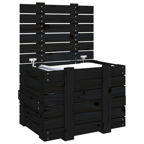 Opbergbox 58x40,5x42 cm massief grenenhout zwart - AllerleiShop