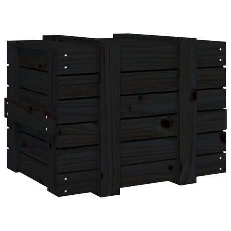 Opbergbox 58x40,5x42 cm massief grenenhout zwart - AllerleiShop