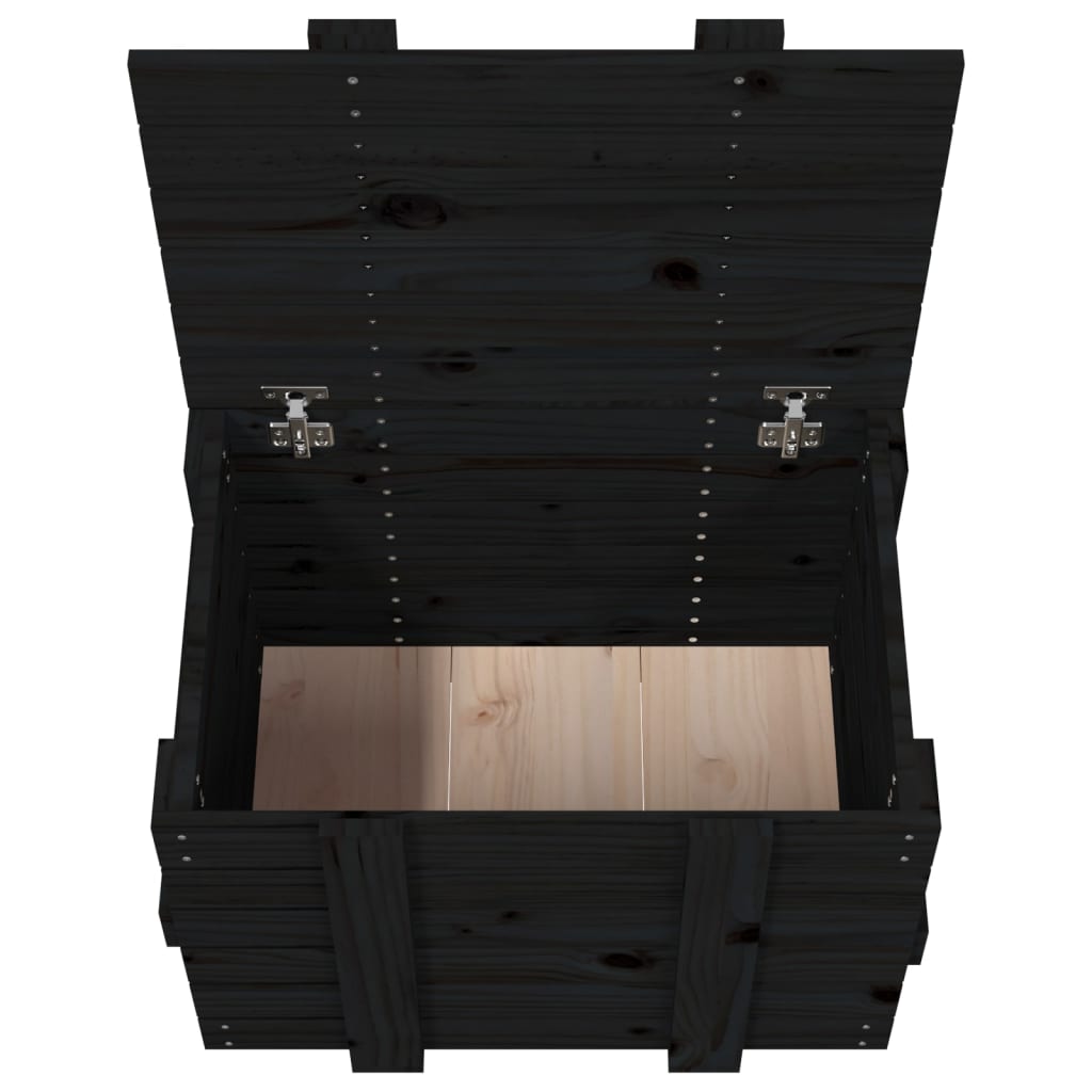 Opbergbox 58x40,5x42 cm massief grenenhout zwart - AllerleiShop