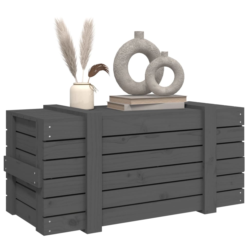 Opbergbox 91x40,5x42 cm massief grenenhout grijs - AllerleiShop