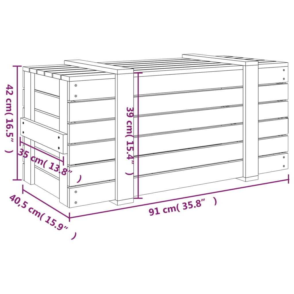 Opbergbox 91x40,5x42 cm massief grenenhout grijs - AllerleiShop