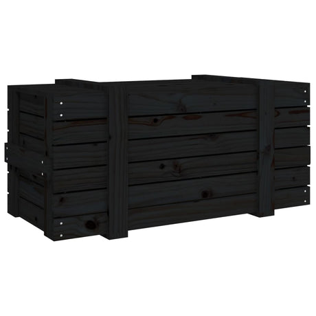 Opbergbox 91x40,5x42 cm massief grenenhout zwart - AllerleiShop