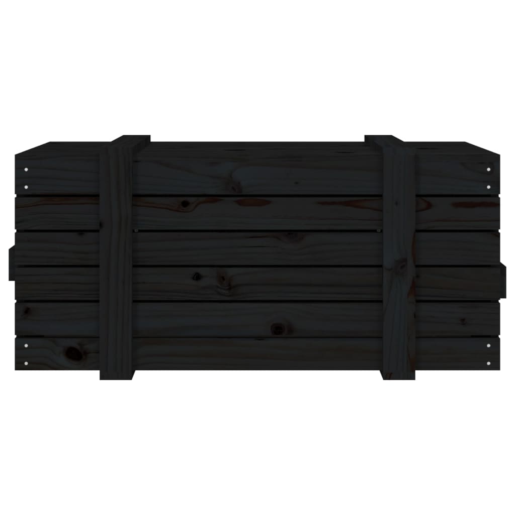 Opbergbox 91x40,5x42 cm massief grenenhout zwart - AllerleiShop