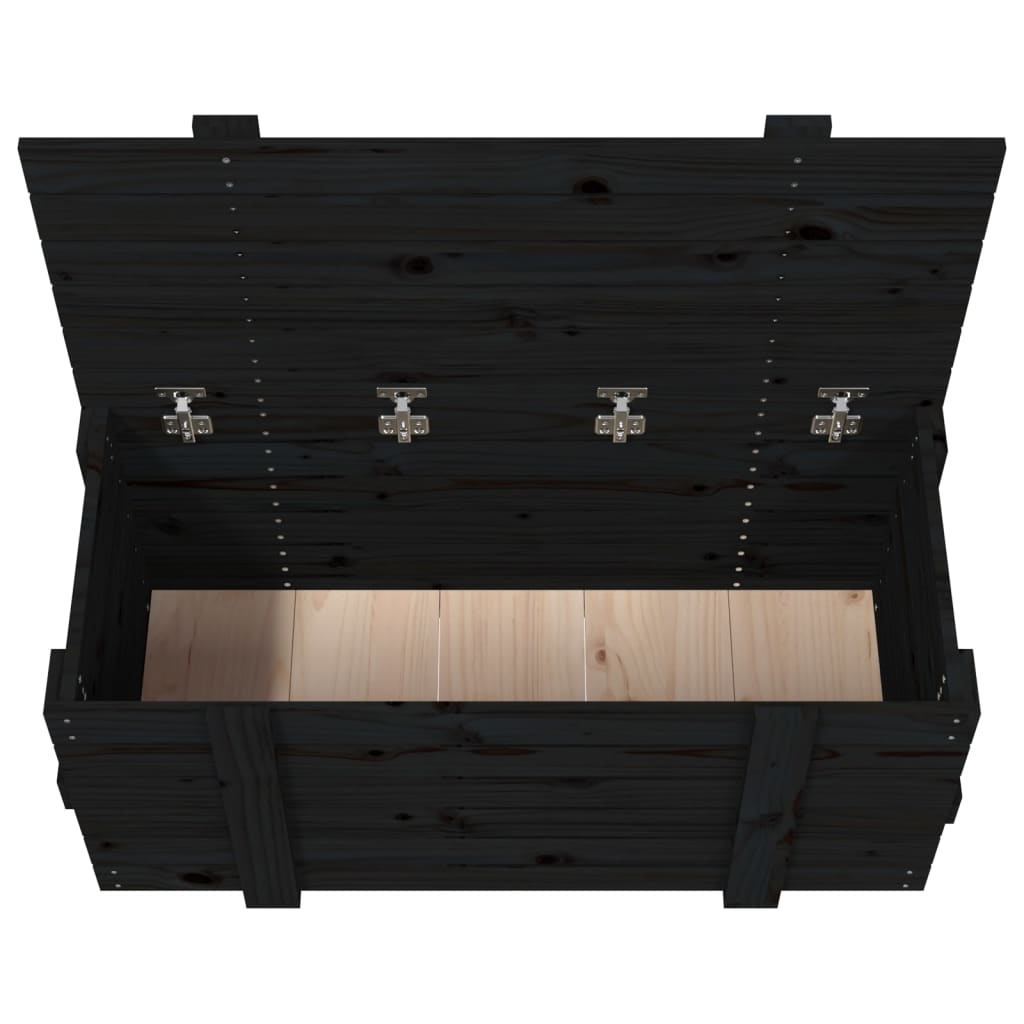 Opbergbox 91x40,5x42 cm massief grenenhout zwart - AllerleiShop