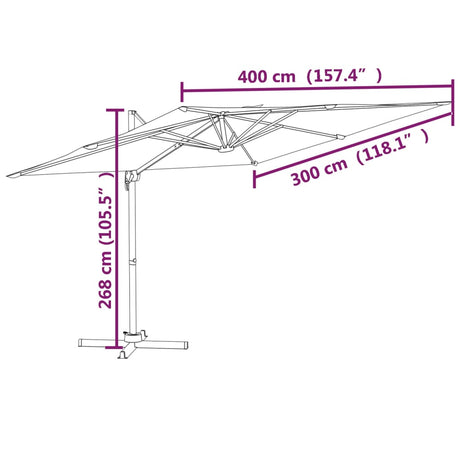 Zweefparasol met aluminium paal 400x300 cm zandwit - AllerleiShop