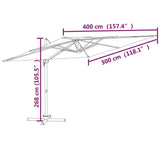 Zweefparasol met aluminium paal 400x300 cm taupe