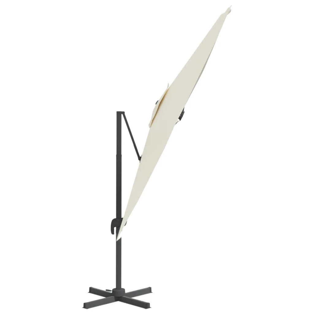 Zweefparasol met LED-verlichting 400x300 cm zandwit - AllerleiShop