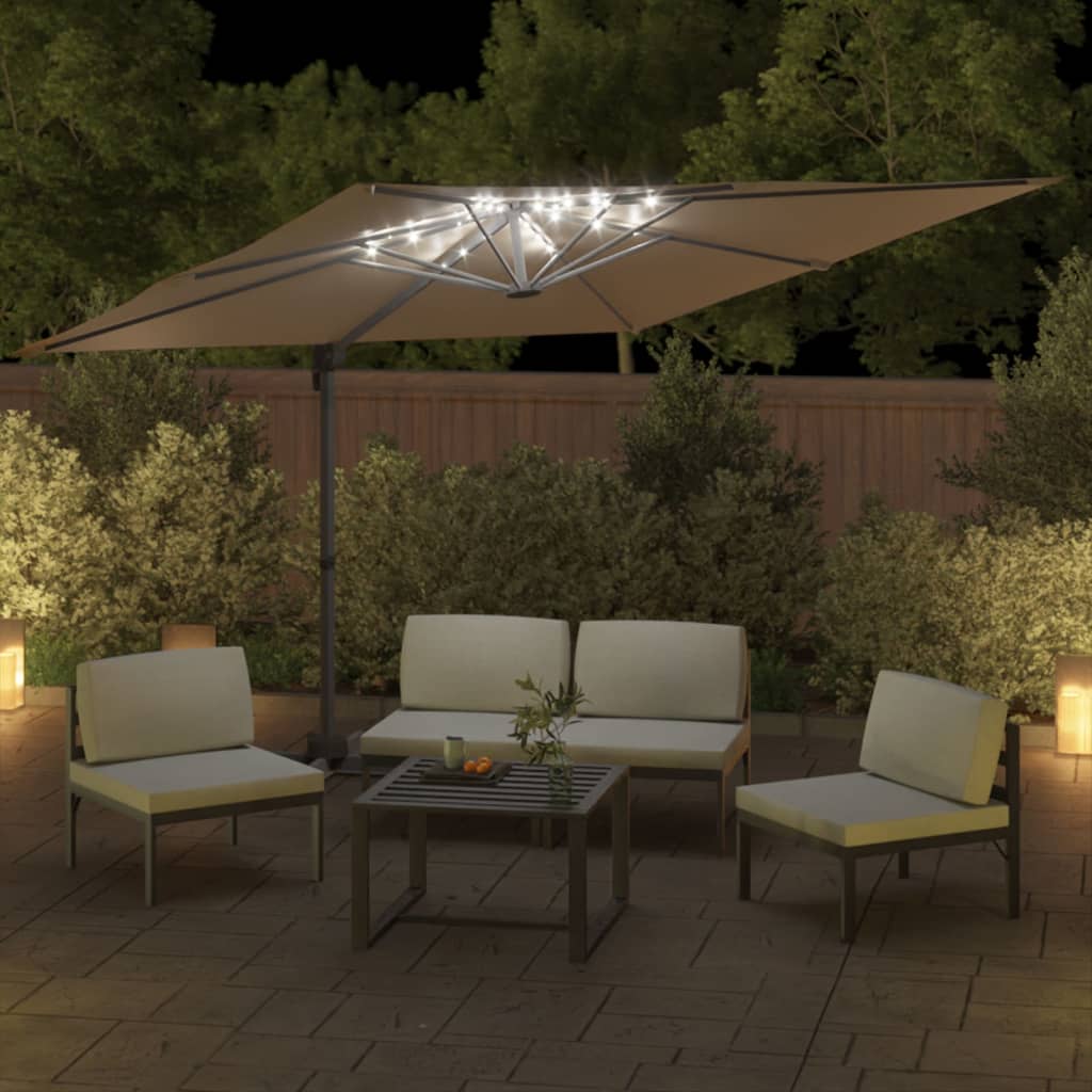 Zweefparasol met LED-verlichting 400x300 cm taupe - AllerleiShop