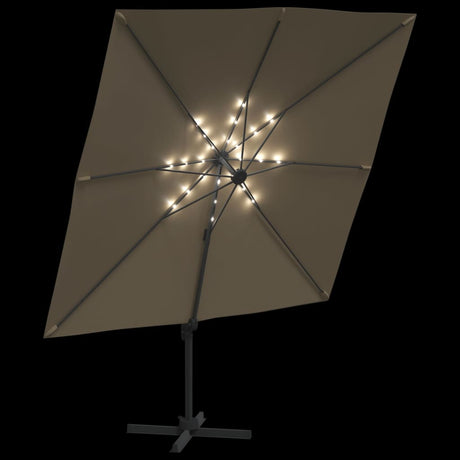 Zweefparasol met LED-verlichting 400x300 cm taupe - AllerleiShop