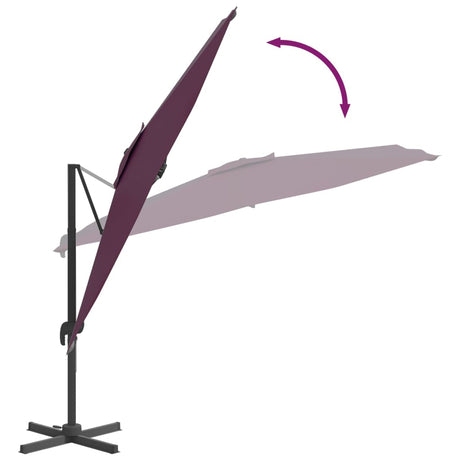 Zweefparasol met LED-verlichting 400x300 cm bordeauxrood - AllerleiShop