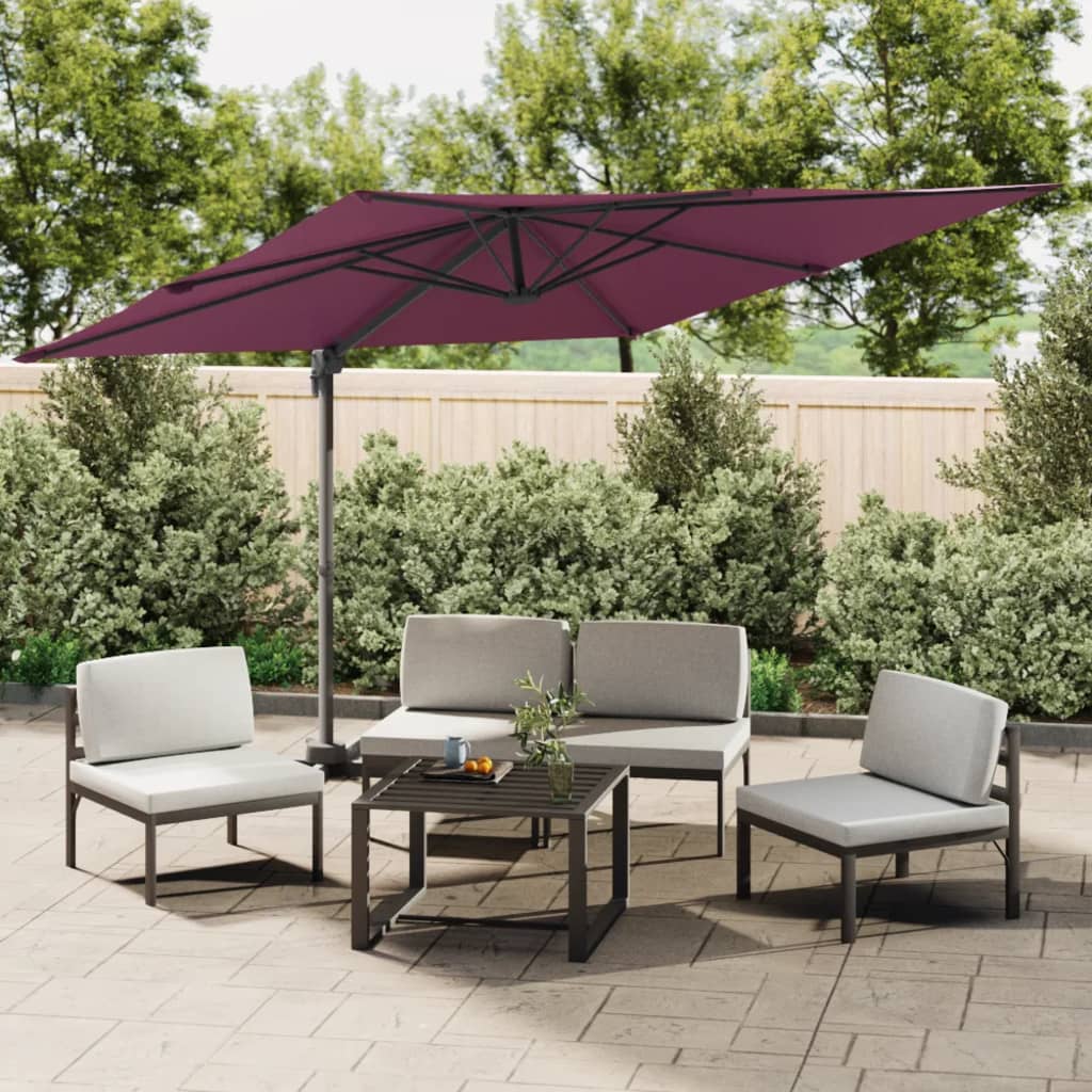 Zweefparasol met LED-verlichting 400x300 cm bordeauxrood - AllerleiShop