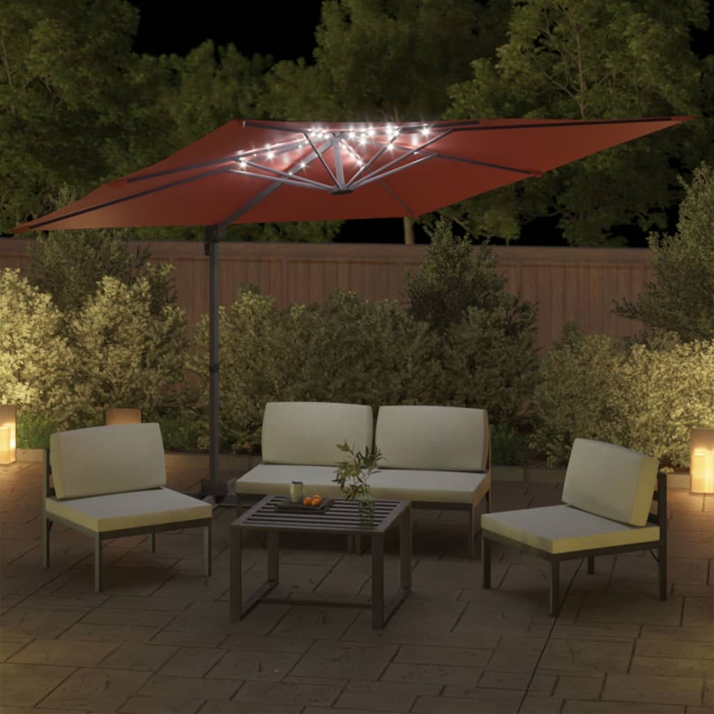 Zweefparasol met LED-verlichting 400x300 cm terracottakleurig - AllerleiShop