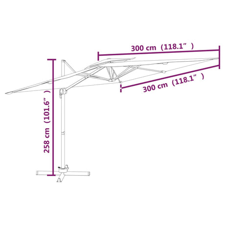 Zweefparasol met dubbel dak 300x300 cm zandwit - AllerleiShop