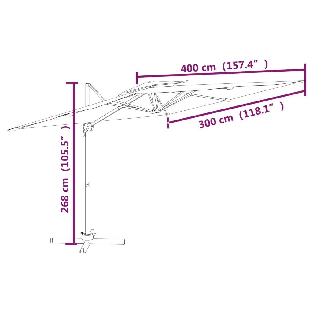 Zweefparasol met dubbel dak 400x300 cm zandwit - AllerleiShop