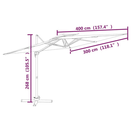 Zweefparasol met dubbele bovenkant 400x300 cm groen - AllerleiShop