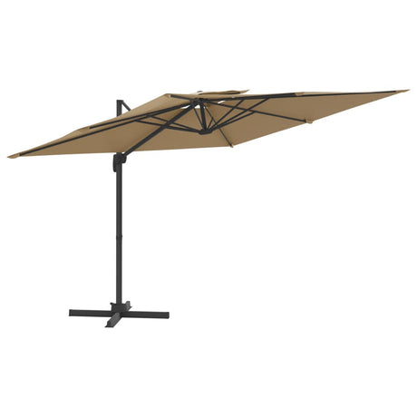 Zweefparasol met dubbel dak 300x300 cm taupe - AllerleiShop