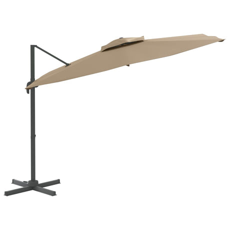 Zweefparasol met dubbel dak 300x300 cm taupe - AllerleiShop