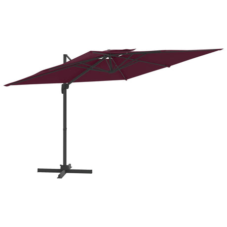 Zweefparasol met dubbel dak 300x300 cm bordeauxrood - AllerleiShop