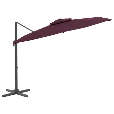 Zweefparasol met dubbel dak 300x300 cm bordeauxrood - AllerleiShop