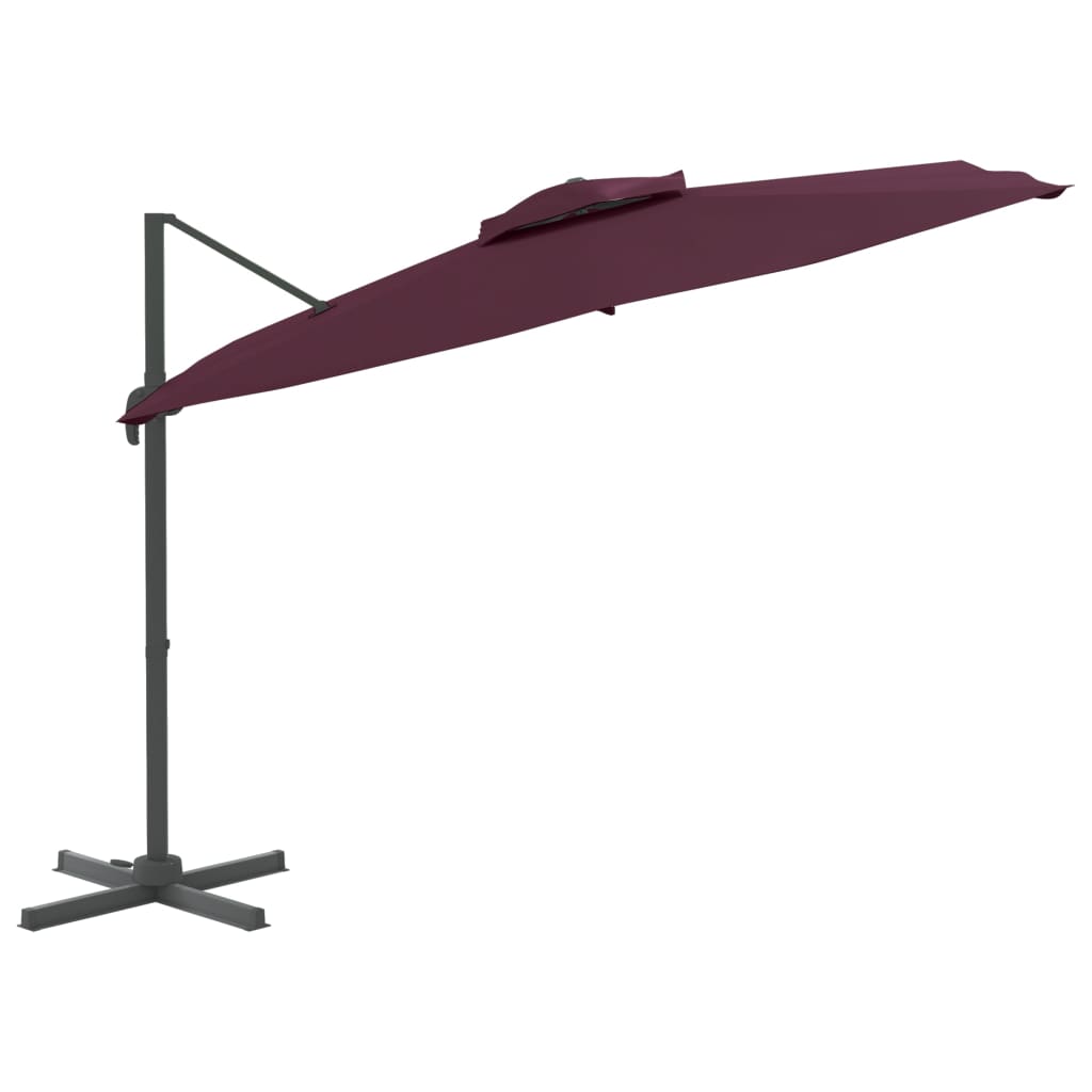 Zweefparasol met dubbel dak 400x300 cm bordeauxrood - AllerleiShop