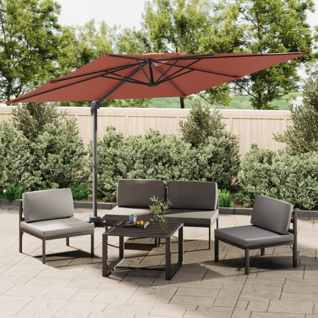 Zweefparasol met dubbele bovenkant 300x300 cm terracotta - AllerleiShop