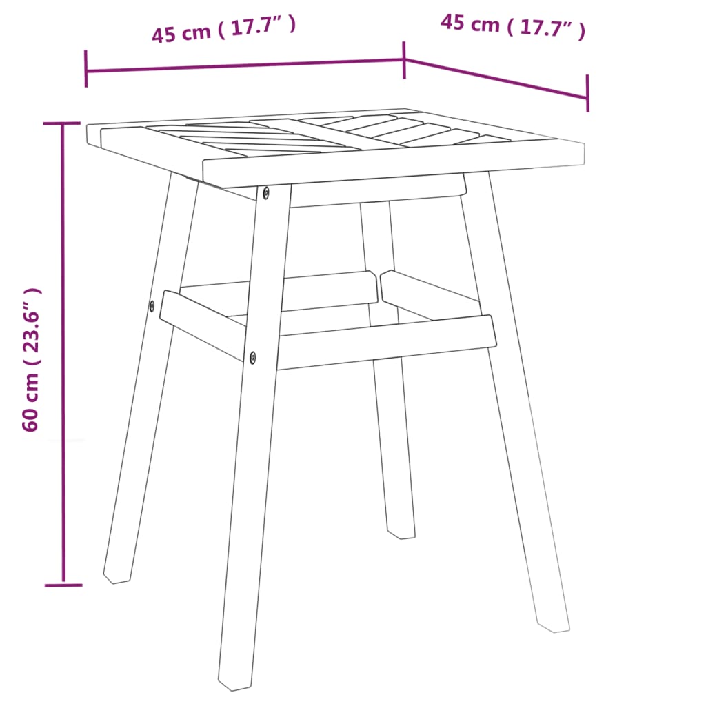 Bijzettafel 45x45x60 cm massief acaciahout - AllerleiShop