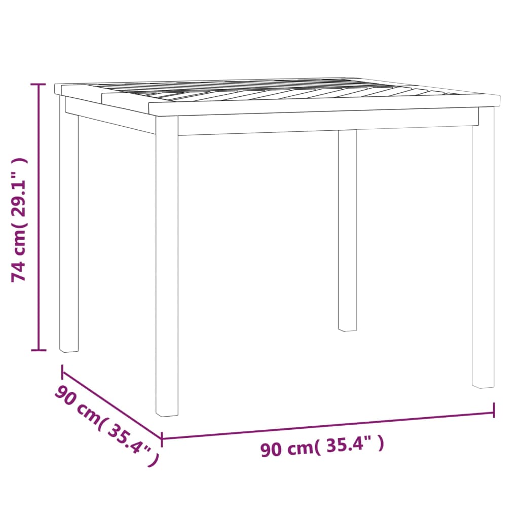 Tuintafel 90x90x74 cm massief acaciahout - AllerleiShop