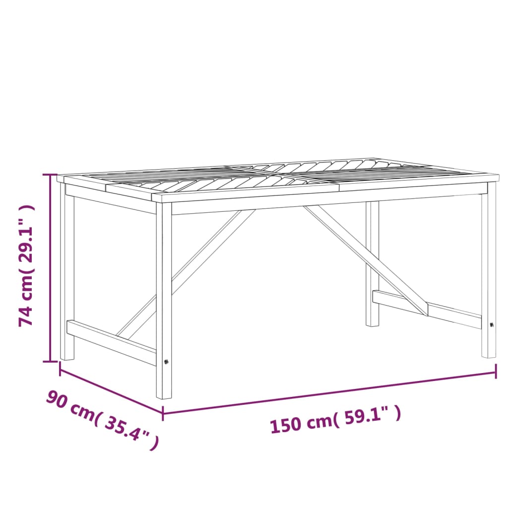 Tuintafel 150x90x74 cm massief acaciahout - AllerleiShop