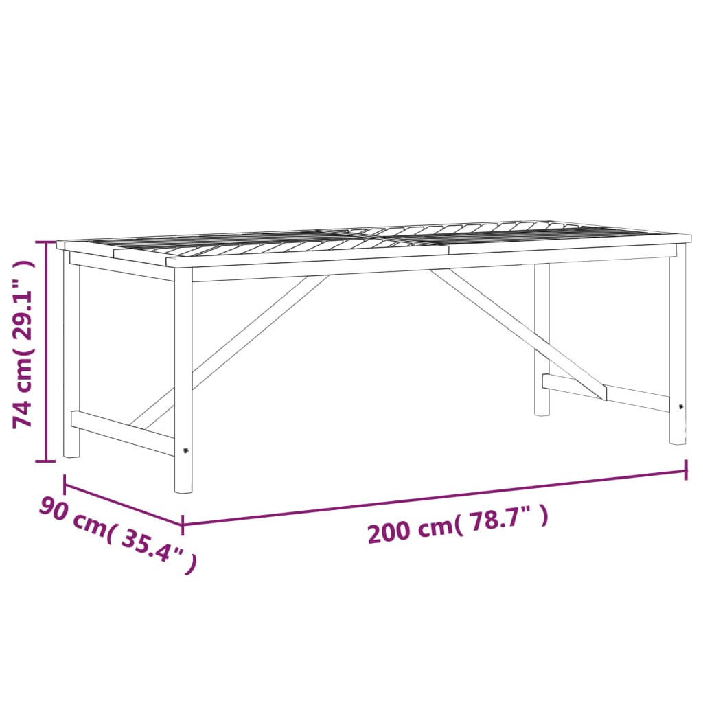 Tuintafel 200x90x74 cm massief acaciahout - AllerleiShop