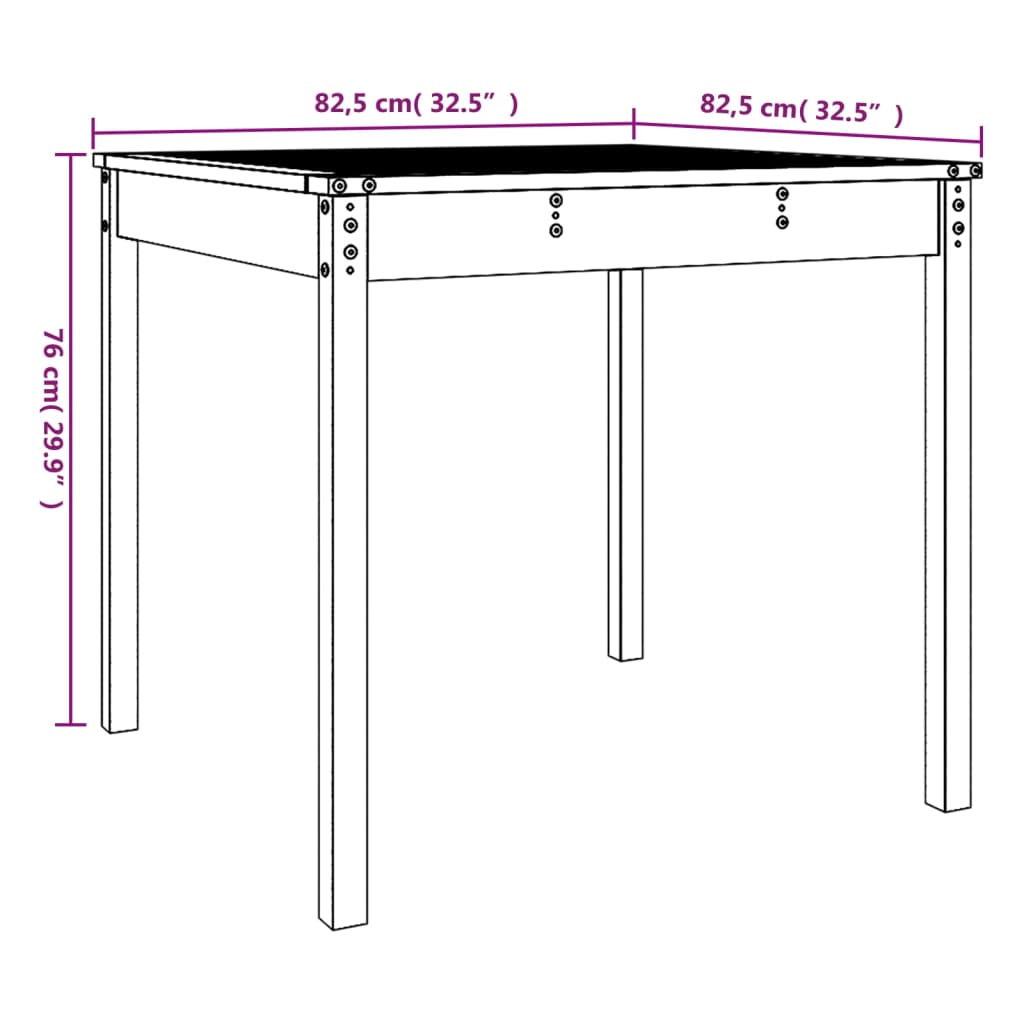 Tuintafel 82,5x82,5x76 cm massief grenenhout grijs - AllerleiShop