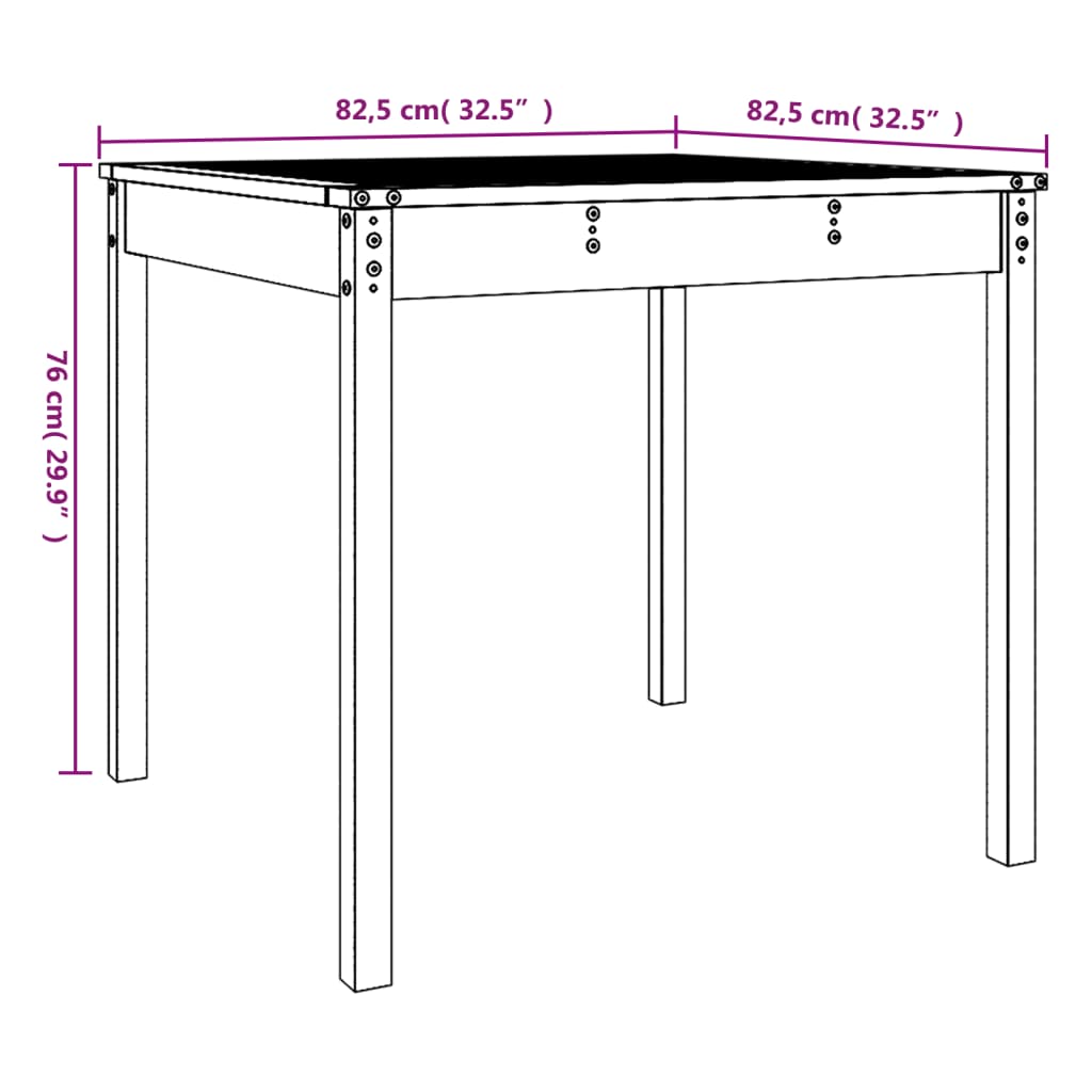 Tuintafel 82,5x82,5x76 cm massief grenenhout zwart - AllerleiShop