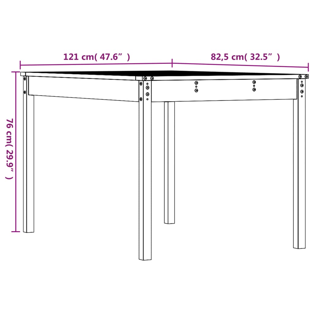 Tuintafel 121x82,5x76 cm massief grenenhout grijs - AllerleiShop