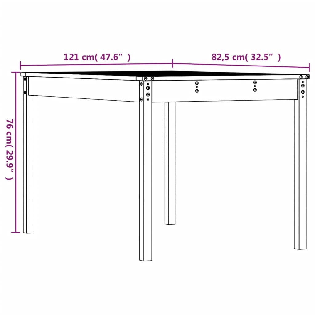 Tuintafel 121x82,5x76 cm massief grenenhout honingbruin - AllerleiShop