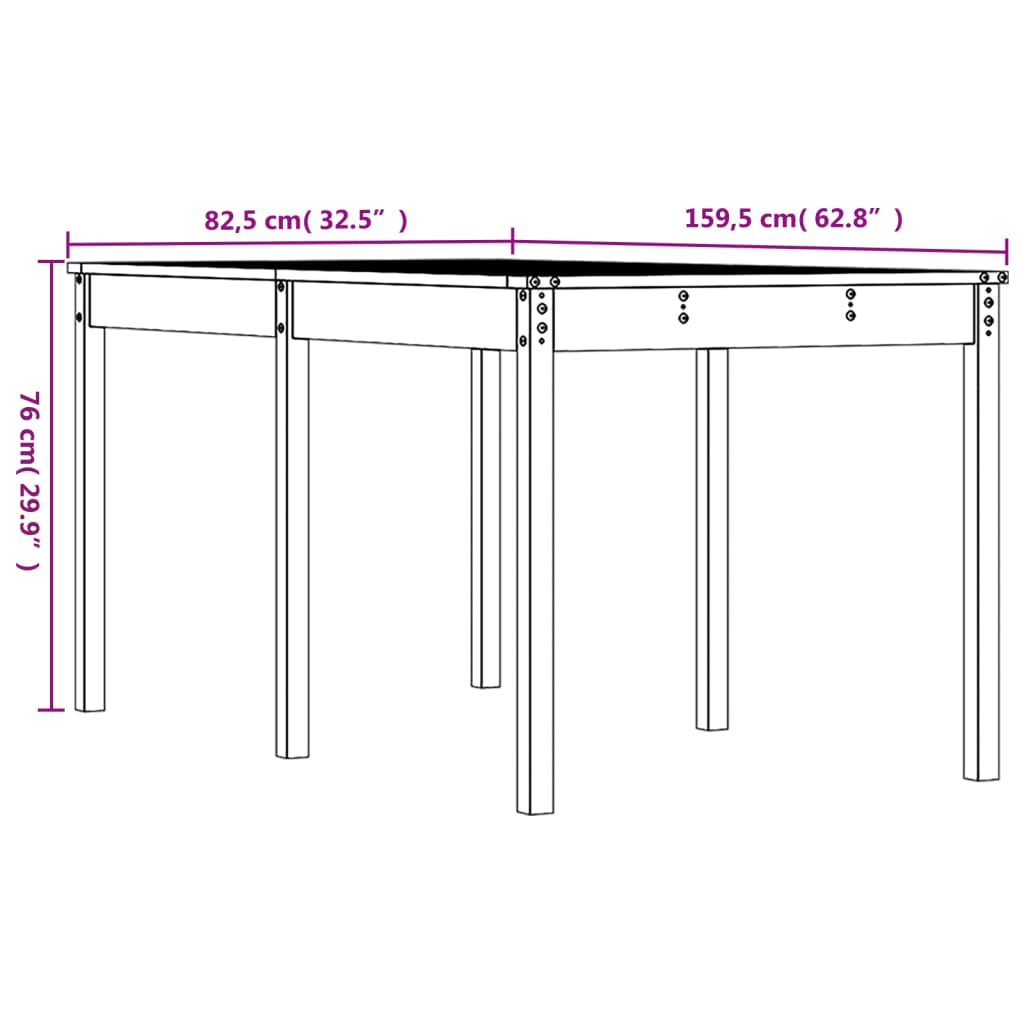 Tuintafel 159,5x82,5x76 cm massief grenenhout - AllerleiShop