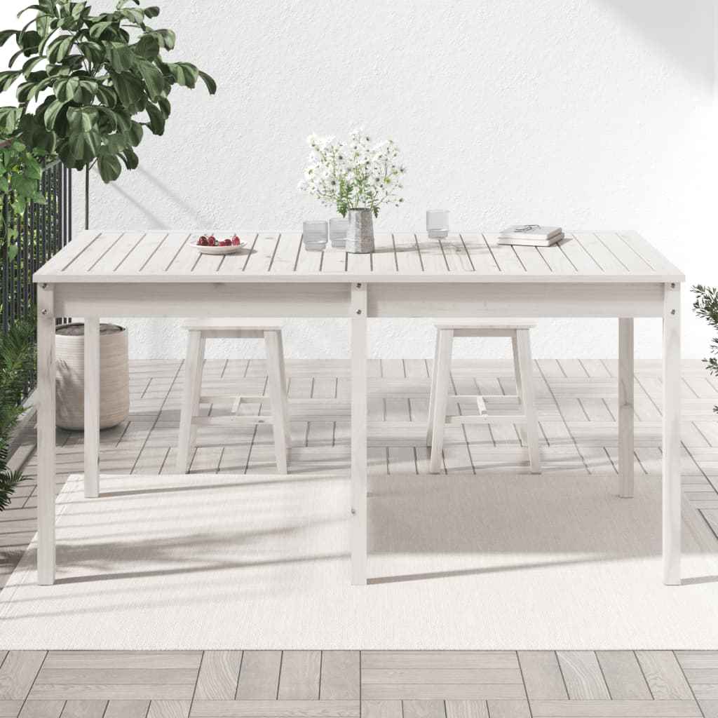 Tuintafel 159,5x82,5x76 cm massief grenenhout wit - AllerleiShop