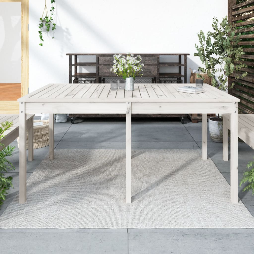 Tuintafel 159,5x82,5x76 cm massief grenenhout wit - AllerleiShop