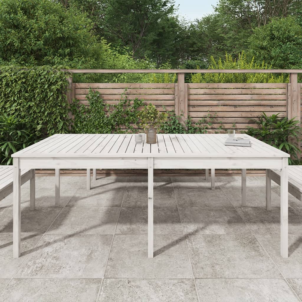 Tuintafel 203,5x100x76 cm massief grenenhout wit - AllerleiShop