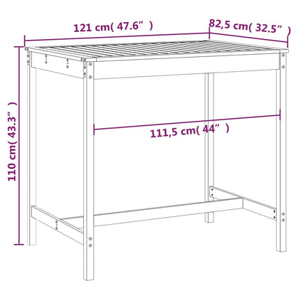 Tuintafel 121x82,5x110 cm massief grenenhout - AllerleiShop