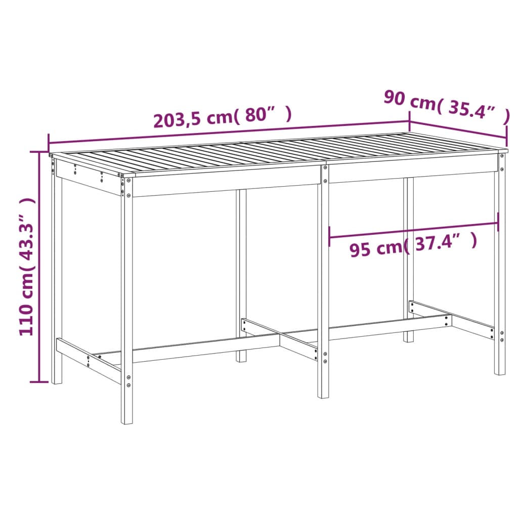 Tuintafel 203,5x90x110 cm massief douglashout - AllerleiShop