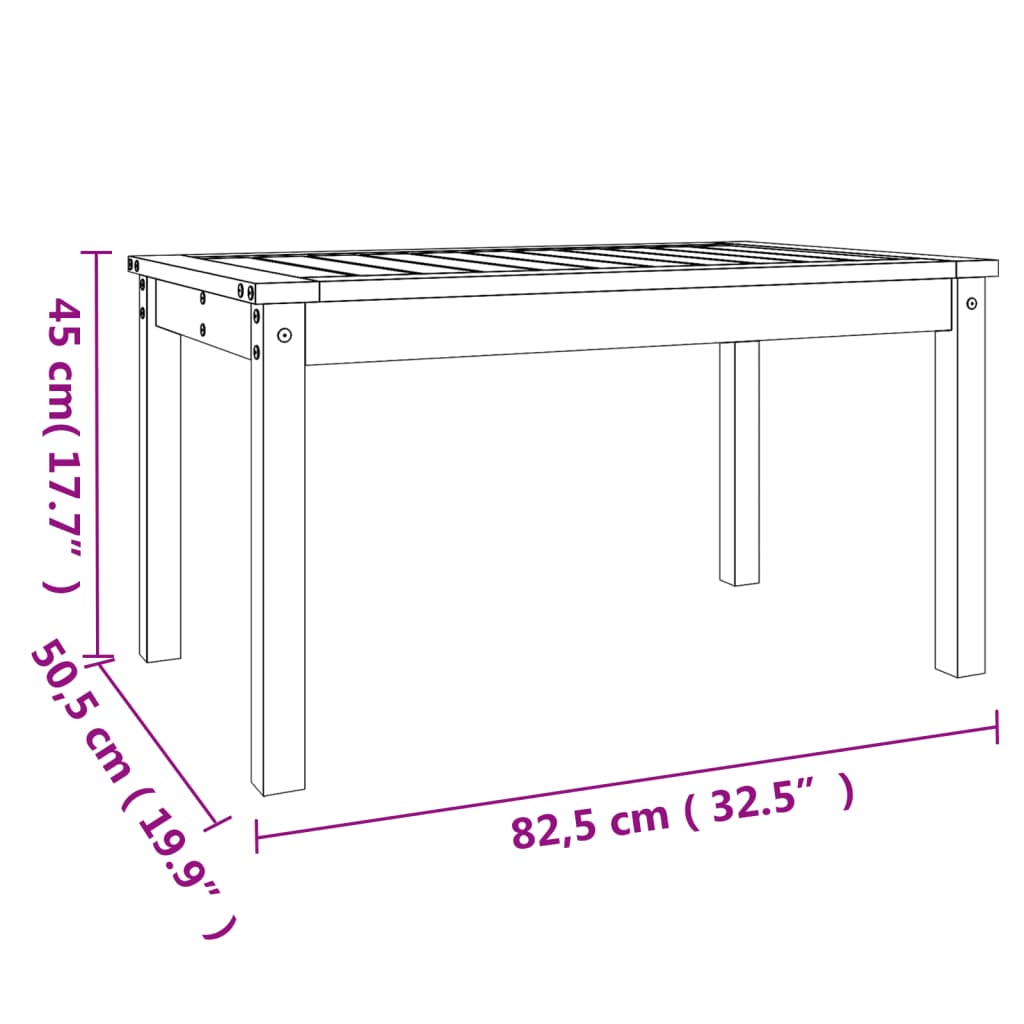 Tuintafel 82,5x50,5x45 cm massief grenenhout grijs - AllerleiShop