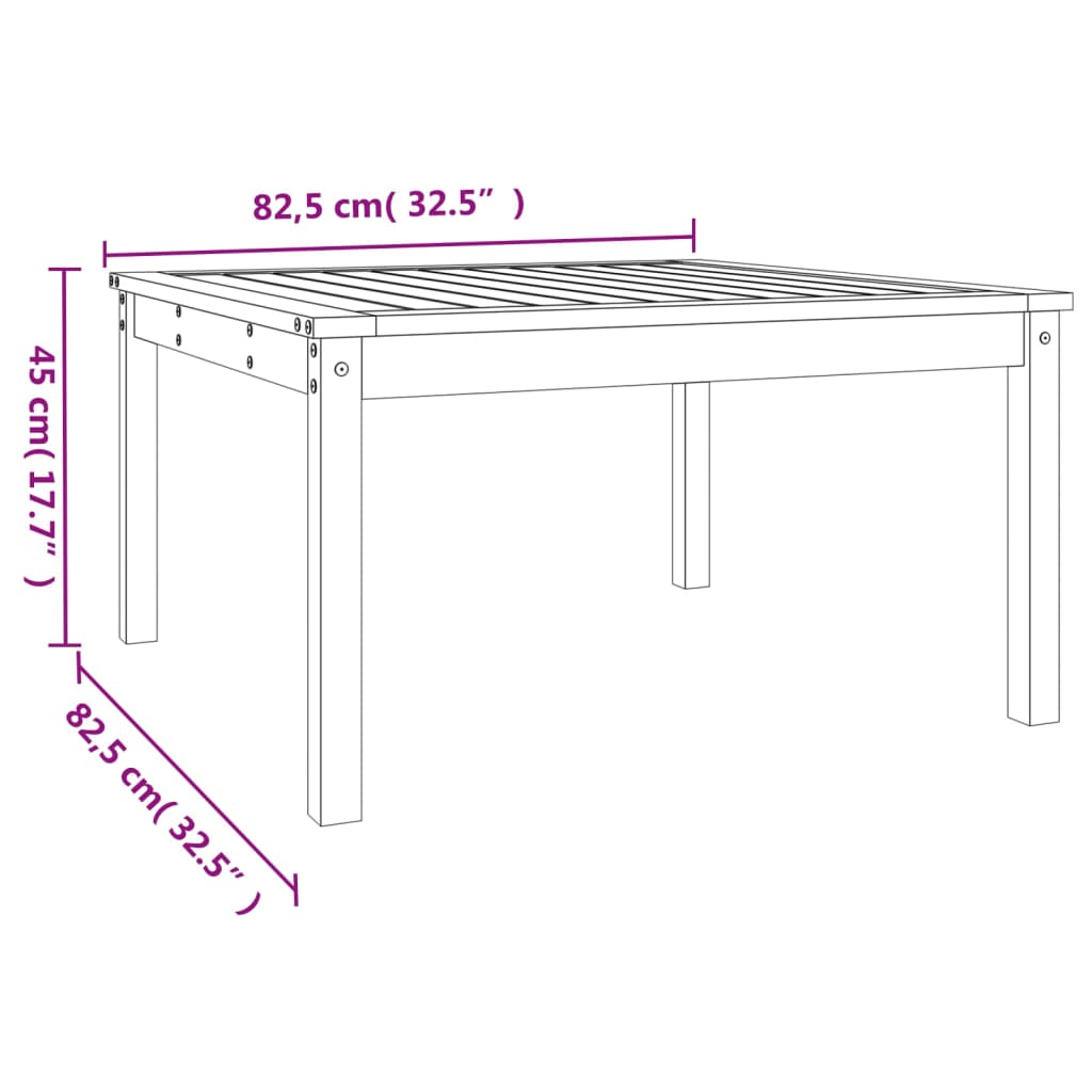 Tuintafel 82,5x82,5x45 cm massief grenenhout - AllerleiShop