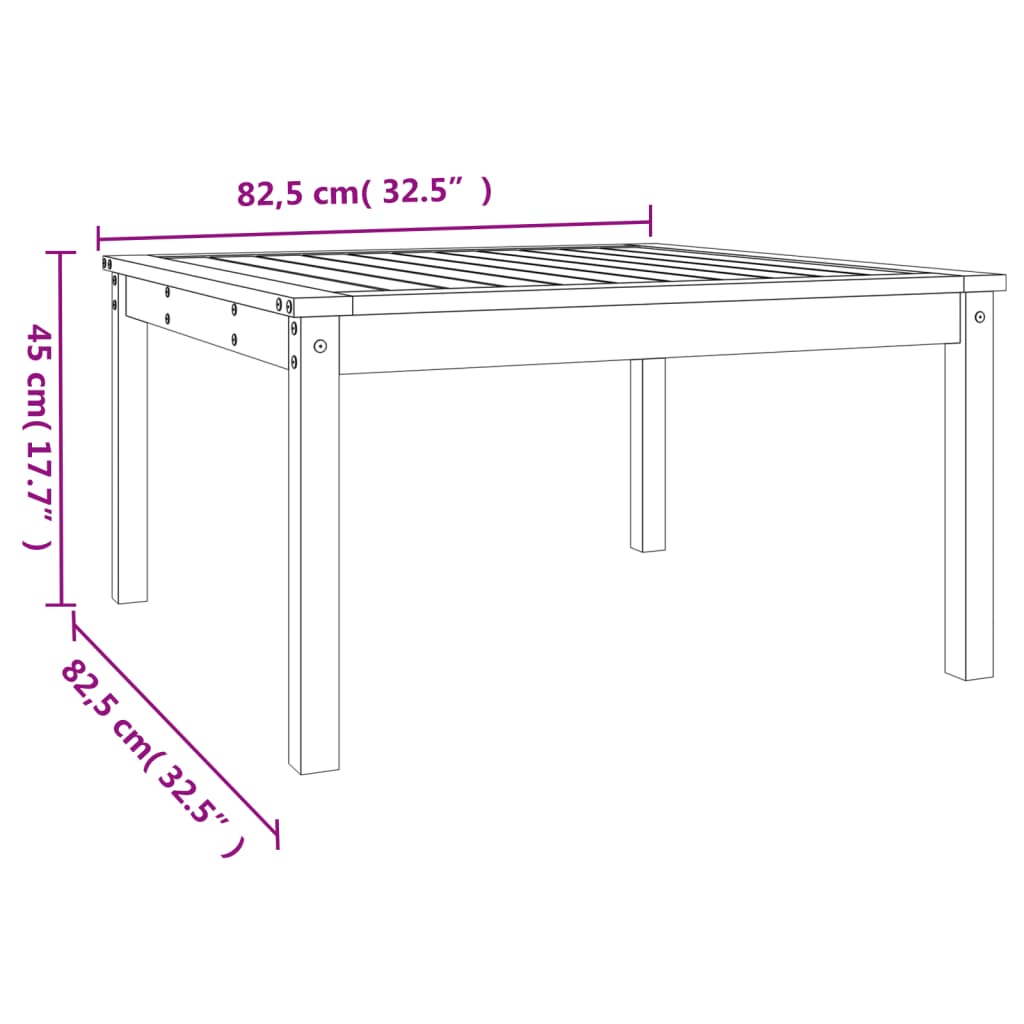 Tuintafel 82,5x82,5x45 cm massief grenenhout grijs - AllerleiShop