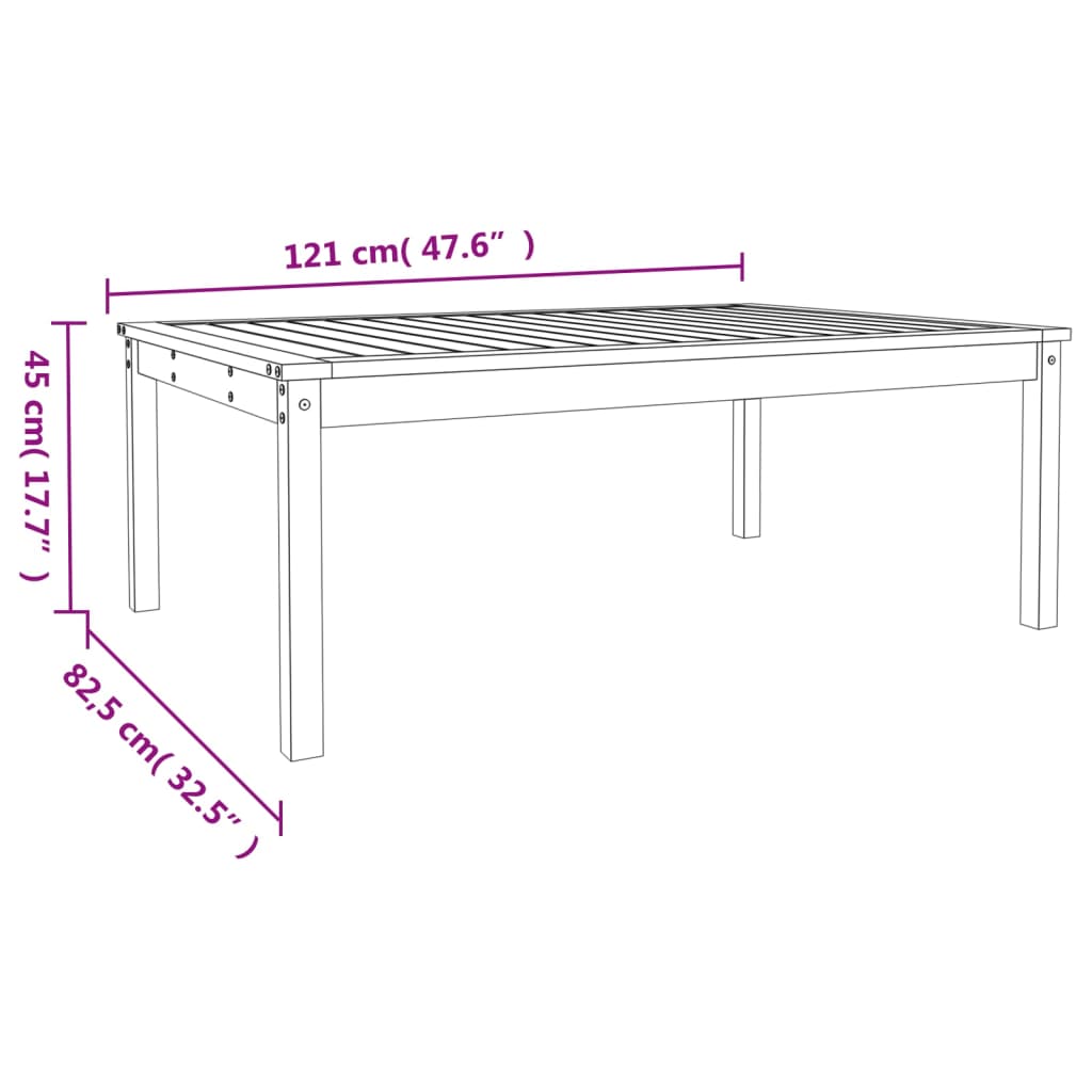 Tuintafel 121x82,5x45 cm massief grenenhout wit - AllerleiShop