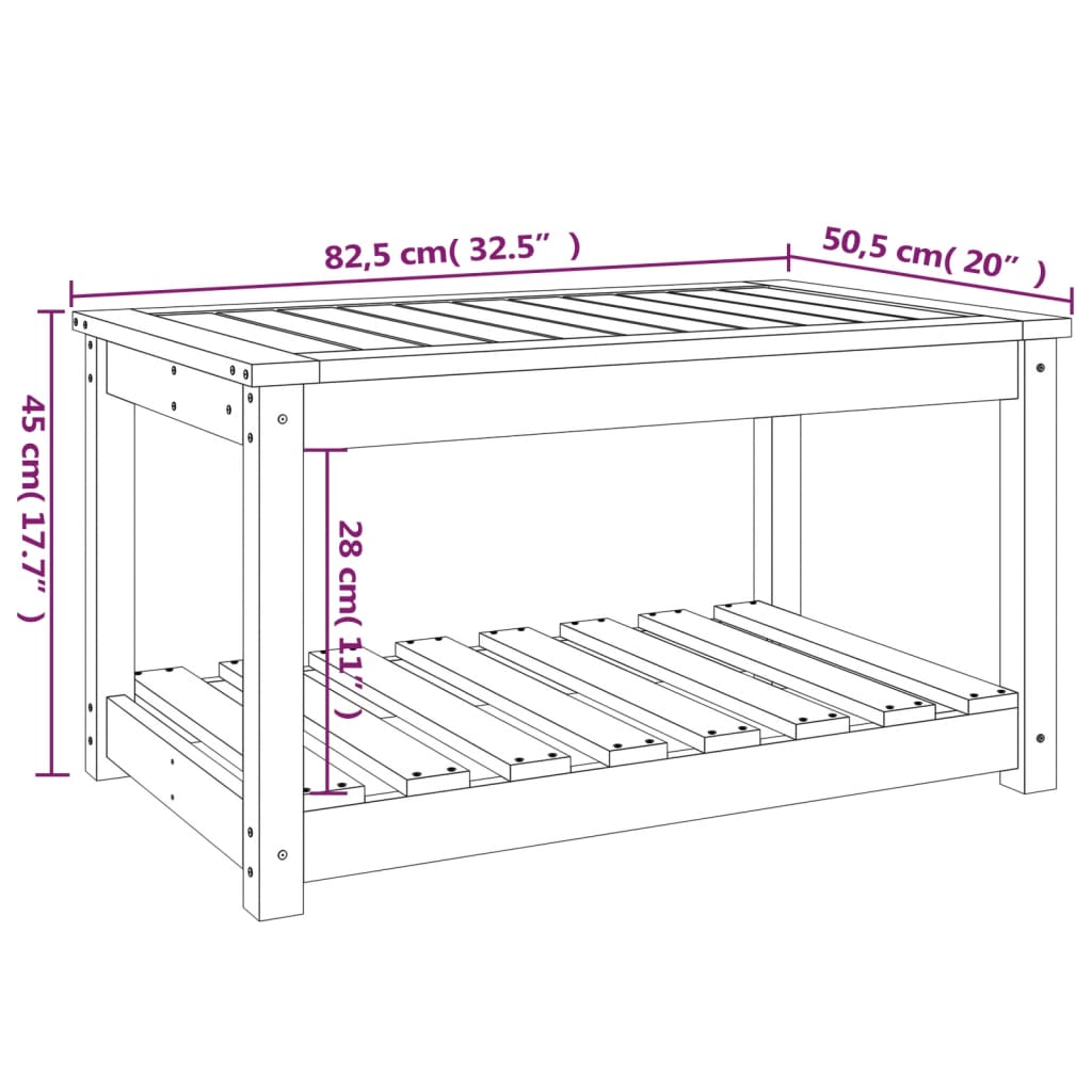 Tuintafel 82,5x50,5x45 cm massief grenenhout - AllerleiShop