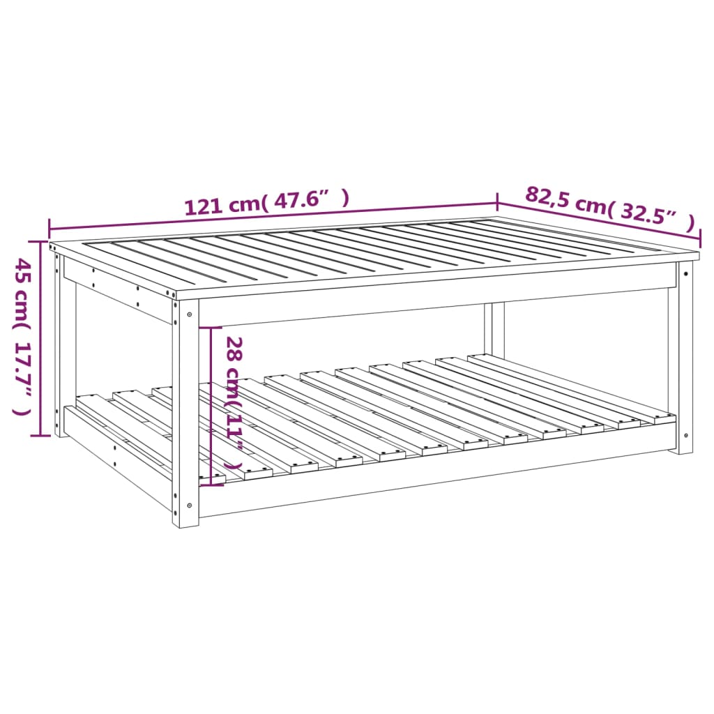 Tuintafel 121x82,5x45 cm massief grenenhout - AllerleiShop