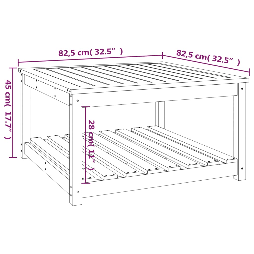 Tuintafel 82,5x82,5x45 cm massief grenenhout - AllerleiShop